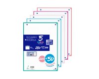 Recambio oxford din a4 200+50 hojas gratis cuadro 5 mm 4 taladros con banda 5 colores pastel