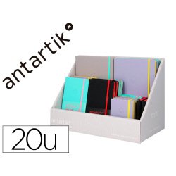 Cuaderno con gomilla antartik note tapa dura y blanda bicolor a5/a6/a7 expositor de 20 unidades surtidas