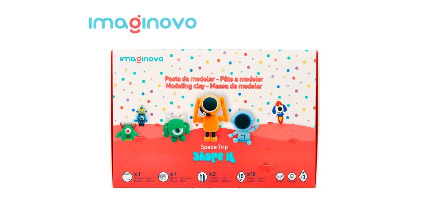Pasta para modelar imaginovo de secado al aire set de 12 colores shape it space trip herramientas e instrucciones
