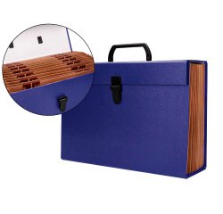 Maletin liderpapel con fuelle y asa carton forrado 19 departamentos 255x390x120 mm color azul