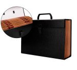 Maletin liderpapel con fuelle y asa carton forrado 19 departamentos 255x390x120 mm color negro