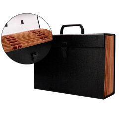 Maletin liderpapel con fuelle y asa carton forrado 19 departamentos 255x390x120 mm color negro