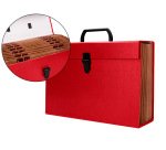Maletin liderpapel con fuelle y asa carton forrado 19 departamentos 255x390x120 mm color rojo