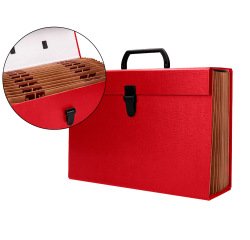 Maletin liderpapel con fuelle y asa carton forrado 19 departamentos 255x390x120 mm color rojo