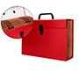 Maletin liderpapel con fuelle y asa carton forrado 19 departamentos 255x390x120 mm color rojo