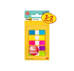 Banderitas separadoras post-it pequeña 11,9x43,2 mm dispensador 60 hojas+40 hojas gratis 5 colores surtidos