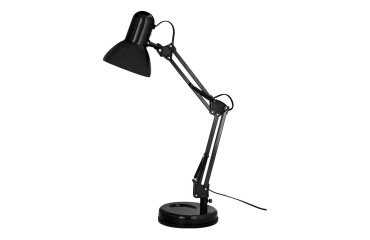 Lampara de escritorio q-connect polaris metalica con interruptor brazo doble tres articulaciones color negro