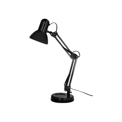 Lampara de escritorio q-connect polaris metalica con interruptor brazo doble tres articulaciones color negro