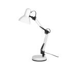 Lampara de escritorio q-connect polaris metalica con interruptor brazo doble tres articulaciones color blanco