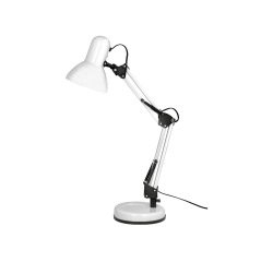 Lampara de escritorio q-connect polaris metalica coninterruptor brazo doble 3 articulaciones color blanco