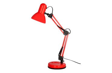 Lampara de escritorio q-connect polaris metalica con interruptor brazo doble tres articulaciones color rojo