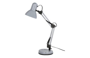 Lampara de escritorio q-connect polaris metalica con interruptor brazo doble tres articulaciones color plata