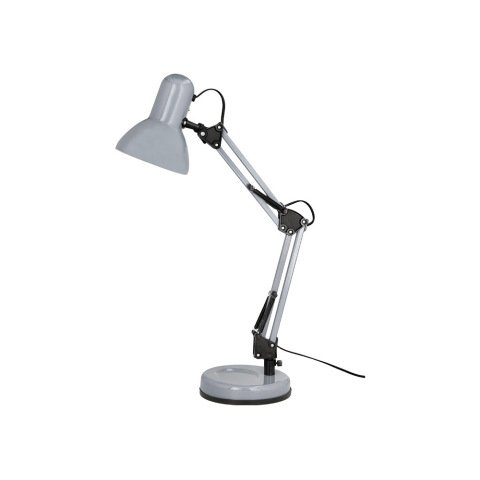 Lampara de escritorio q-connect polaris metalica con interruptor brazo doble tres articulaciones color plata
