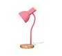 Lampara de escritorio q-connect orion metalica con detalles de madera brazo flexible color rosa