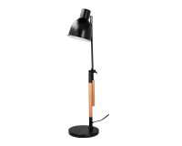 Lampara de escritorio q-connect deneb metalica con detalles de madera interruptor2 articulaciones color negro