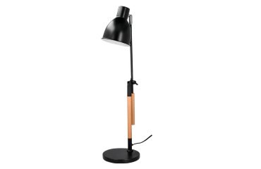 Lampara de escritorio q-connect deneb metalica con detalles de madera interruptor2 articulaciones color negro