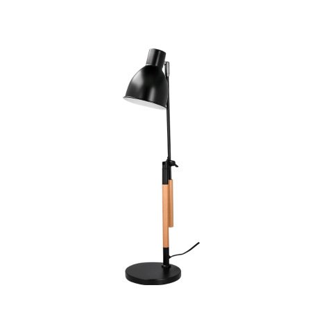 Lampara de escritorio q-connect deneb metalica con detalles de madera interruptor2 articulaciones color negro