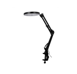 Lampara de escritorio q-connect hadar led 8w 380lm aluminio con pinza y lupa brazo doble color negro