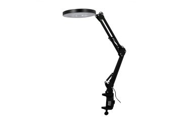 Lampara de escritorio q-connect hadar led 8w 380lm aluminio con pinza y lupa brazo doble color negro