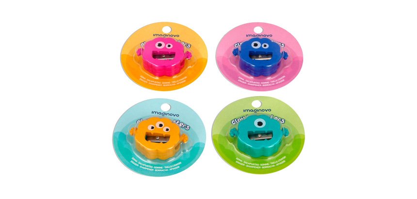 Goma de borrar imaginovo monstruo con sacapuntas colores surtidos