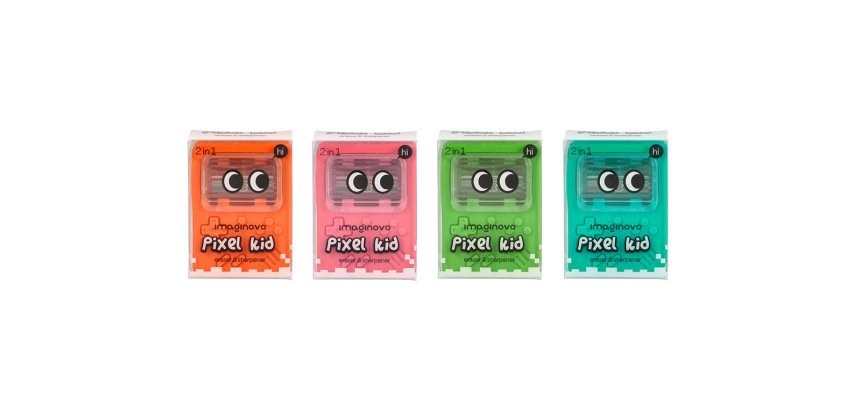 Goma de borrar imaginovo consola con sacapuntas colores surtidos