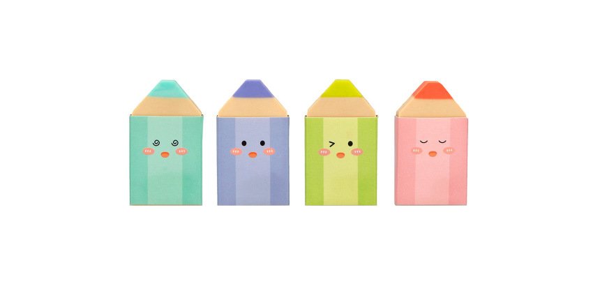 Goma de borrar imaginovo mini lapices colores surtidos