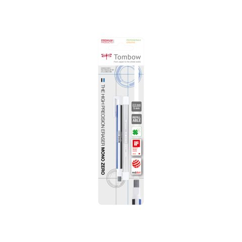 Portagomas tombow mono zero con clip goma rectangular 2,5mm x 5mm+ 2 recambios