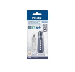 Cinta correctora milan 5 mm x 6 m coleccion 430 since 1918 azul marino blister de 1 unidad + 1 recambio