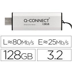 Memoria usb q-connect flash drive 128 gb 3.2 tipo c