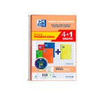 Cuaderno espiral oxford tapa extradura folio 80 hojas 90 gr milimetrado colores vivos pack de 4+1 unidades