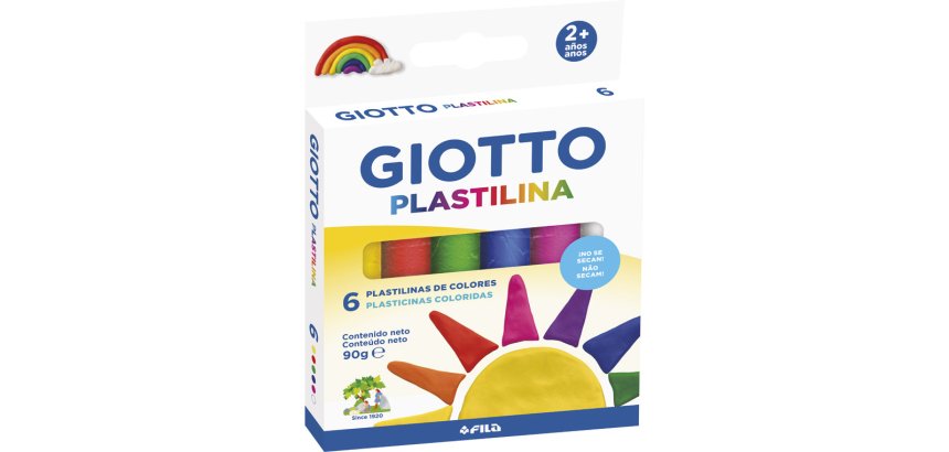 Plastilina giotto colores clasicos caja de 6 unidades colores surtidos