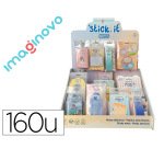 Bloc notas adhesivas imaginovo expositor sobremesa pvc 160 unidades surtidas 310x270x420 mm