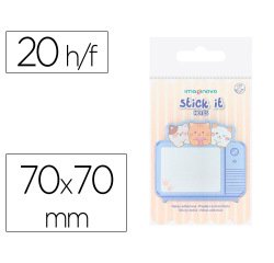 Bloc notas adhesivas imaginovo meow 20 hojas television 70x70 mm
