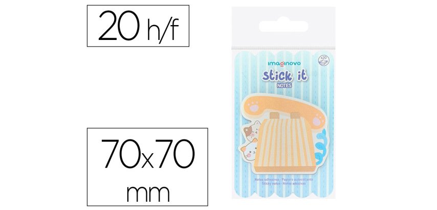 Bloc notas adhesivas imaginovo meow 20 hojas telefono 70x70 mm