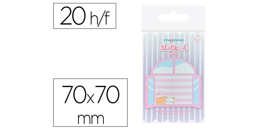 Bloc notas adhesivas imaginovo meow 20 hojas ventana 70x70 mm