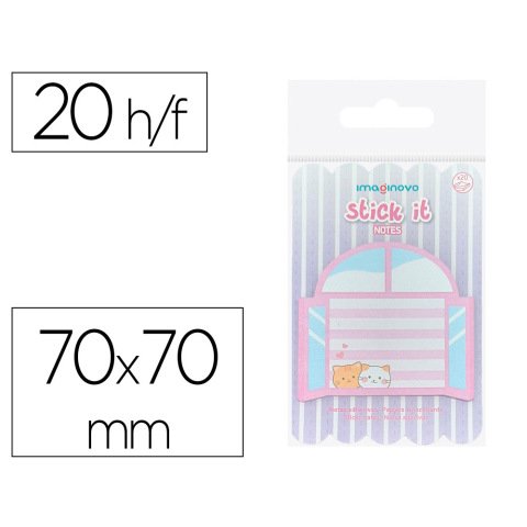 Bloc notas adhesivas imaginovo meow 20 hojas ventana 70x70 mm