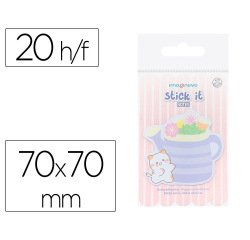Bloc notas adhesivas imaginovo meow 20 hojas florero 70x70 mm