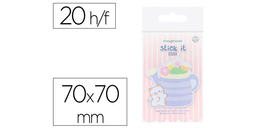 Bloc notas adhesivas imaginovo meow 20 hojas florero 70x70 mm