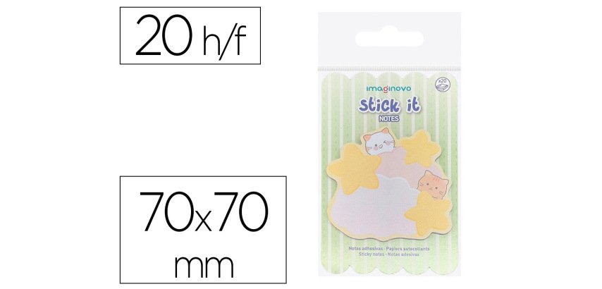 Bloc notas adhesivas imaginovo meow 20 hojas nubes 70x70 mm