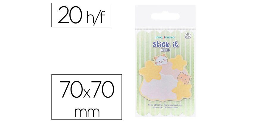 Bloc notas adhesivas imaginovo meow 20 hojas nubes 70x70 mm