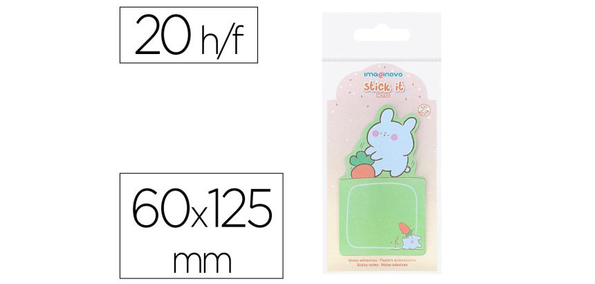 Bloc notas adhesivas imaginovo bunny con soporte 20 hojas verde 60x125 mm