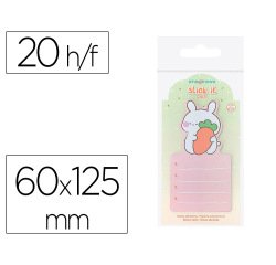 Bloc notas adhesivas imaginovo bunny con soporte 20 hojas naranja 60x125 mm