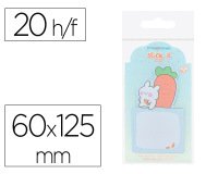 Bloc notas adhesivas imaginovo bunny con soporte 20 hojas azul 60x125 mm