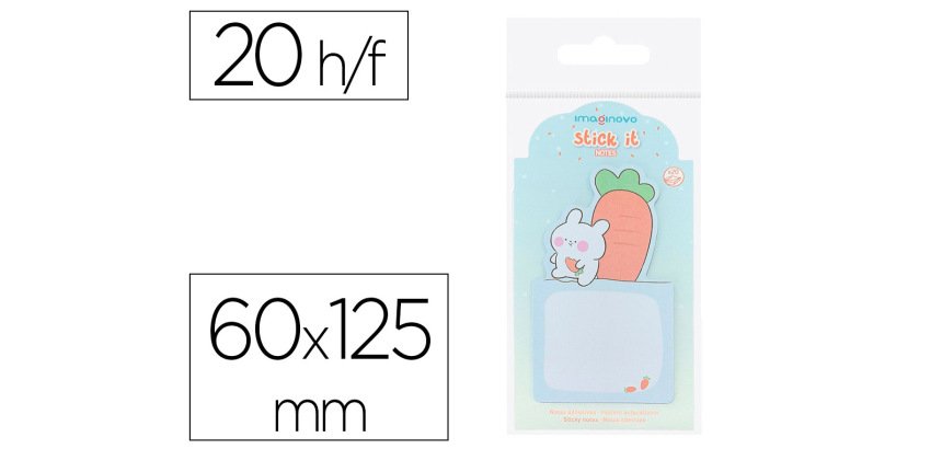 Bloc notas adhesivas imaginovo bunny con soporte 20 hojas azul 60x125 mm