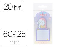 Bloc notas adhesivas imaginovo bunny con soporte 20 hojas morado 60x125 mm