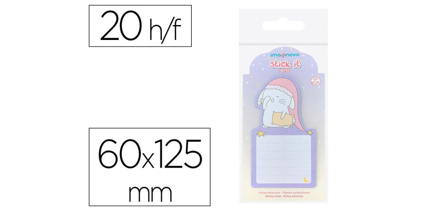Bloc notas adhesivas imaginovo bunny con soporte 20 hojas morado 60x125 mm