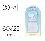 Bloc notas adhesivas imaginovo bunny con soporte 20 hojas azul 60x125 mm oso