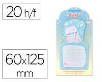 Bloc notas adhesivas imaginovo bunny con soporte 20 hojas azul 60x125 mm oso
