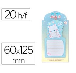 Bloc notas adhesivas imaginovo bunny con soporte 20 hojas azul 60x125 mm oso