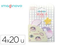 Bloc notas adhesivas imaginovo surprise pegatina sorpresa 20 hojas tamaños surtidos morado